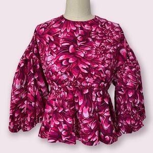 Woman’s Pink Floral Open Back Scallop Blouse Kika Vargas for Target Pink Size M